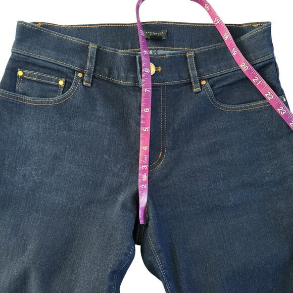 Ann Taylor Petite Jeans Women's size 2P 2 petite Blue Gold Snap Straight Preppy - Picture 7 of 11